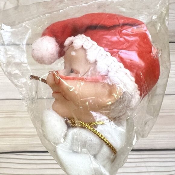VTG Mini 2” Doll Heads on Wire Pick Mrs Claus x2 & Brunette x2 Crafts Christmas - Picture 4 of 8